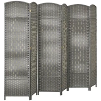 HOMCOM Folding Room Divider Screen 6 Panel 6' Tall Privacy Screen Freestanding Wood Partition for Home Office, Mixed Gray(m-11)