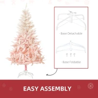 HOMCOM 7ft Artificial Christmas Tree Home Decoration Automatic Open  White and Pink(m-5)