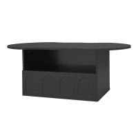 Cloud Coffee Table with Drawer and Open Storage, Particle Board and Modern Design, Easy to Install, 39.5" L x 23.5" W x 15" H, Black(m-12)