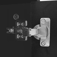 Modern TV Stand with Textured Doors, Gold Handles and Legs, Ample Storage Space, Easy to Install, 63" L x 15" W x 17.5" H, Black(m-9)