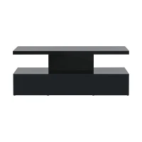 Modern High-Gloss Coffee Table with Hidden Drawer, Durable Particle Board, Modern Design, Easy to Install, 39.5" L x 19.5" W x 15.5" H, Black(m-2)