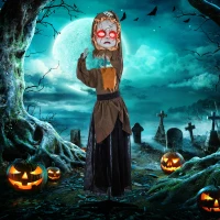 HOMCOM 63" Doll Outdoor Halloween Decoration, Halloween Animatronic with Sound Activated, Light Up Body, Sound Effects, Animated Prop for Haunted House(m-8)