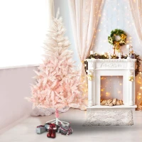 HOMCOM 7ft Artificial Christmas Tree Home Decoration Automatic Open  White and Pink(m-1)