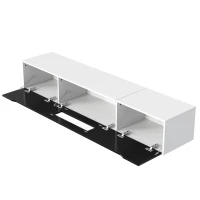 High-Gloss TV Stand with Colour-Changing LED Lighting and Versatile Mounting Options, Easy to Install, 71" L x 12" W x 12" H, Black+White(m-14)