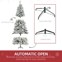 HOMCOM 7.5ft Flocked Christmas Tree, Pine Artificial Christmas Tree with 1300 Branches Tips, Steel Base, Automatic Open, Green(m-6)