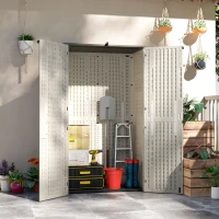 Outsunny 368 Gallon Outdoor Storage Cabinet with Openable Top and Lockable Doors for Lawnmower, Trash Can, Patio Accessories(m-1)