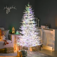 HOMCOM 6' Artificial Snow Christmas Tree with Rime Withered Branches, Warm White or Colourful LED Lights, Auto Open(m-1)