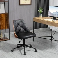 HOMCOM Office Chair, PU Leather Desk Chair with 360 Degree Swivel Wheels, Adjustable Height, Tilt Function, Black(m-8)