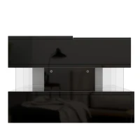 High-Gloss Coffee Table with Glass Top and LED Lighting, Storage Drawer and Adjustable Height, Easy to Install, 26" L x 21.5" W x 21.5" H, Black(m-16)