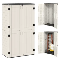 Outsunny 368 Gallon Outdoor Storage Cabinet with Openable Top and Lockable Doors for Lawnmower, Trash Can, Patio Accessories(m-11)