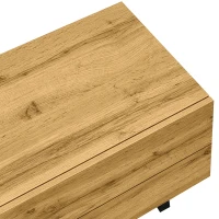 Colour Coordinated TV Stand with U-Shaped Metal Legs, 3 Doors and 2 Compartments, Easy Assembly, 67" L x 14" W x 16.5" H, Black+Natural(m-9)