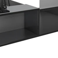 High-Gloss Coffee Table with LED Lighting and Glass Top, Adjustable Heigh, Storage Compartments, Easy to Install, 43.5" L x 21.5" W x 15.5" H, Black(m-10)