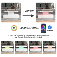 Modern High-Gloss Coffee Table with Hidden Drawer, Particle Board Construction, Modern Design, Easy to Install, 39.5" L x 19.5" W x 15.5" H, White(m-5)