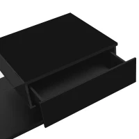 High-Gloss Black Coffee Table with Glass and LED Effect, Spacious Surface and Practical Storage, Easy to Install, 41.5" L x 21.5" W x 12.5" H, Black(m-8)