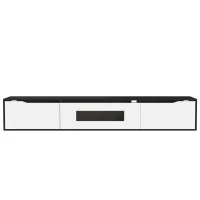 High-Gloss TV Stand with Customizable LED Lighting and Versatile Mounting Options, Modern Design, 71" L x 12" W x 12" H, Black+White(m-2)