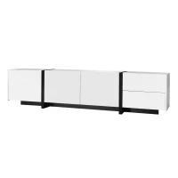 Modern TV Cabinet with High Gloss Finish, Ample Storage with Drawers and Cabinets, Easy Installation, 67" L x 11.5" W x 11.5" H, White(m-13)