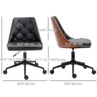 HOMCOM Office Chair, PU Leather Desk Chair with 360 Degree Swivel Wheels, Adjustable Height, Tilt Function, Black(m-3)