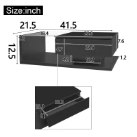 High-Gloss Black Coffee Table with Glass and LED Effect, Spacious Surface and Practical Storage, Easy to Install, 41.5" L x 21.5" W x 12.5" H, Black(m-3)