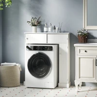 HOMCOM Modern Over The Toilet Storage, Bathroom Cabinets Over Toilet with 2 Sliding Doors, 3 Adjustable Shelves and Cupboard(m-9)