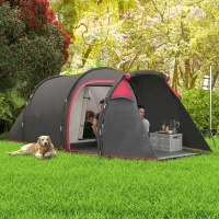 Outsunny Pop Up Camping Tent for 2-3 Person Tent with Screen Room Zippered Doors Carry Bag for Fishing Hiking Dark Grey(m-1)