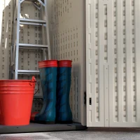 Outsunny 185 Gallon Outdoor Storage Cabinet with Openable Top and Lockable Doors for Lawnmower, Trash Can, Patio Accessories(m-10)