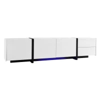 Modern TV Cabinet with High Gloss Finish, Ample Storage with Drawers and Cabinets, Easy Installation, 67" L x 11.5" W x 11.5" H, White(m-11)