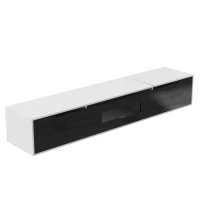 High-Gloss TV Stand with Colour-Changing LED Lighting and Versatile Mounting Options, Easy to Install, 71" L x 12" W x 12" H, Black+White(m-11)