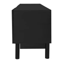 Modern TV Stand with Wave Shaped Doors, Ample Storage and Sturdy Legs, Functional Design, Easy to Install, 66.5" L x 13.5" W x 18" H, Black(m-15)