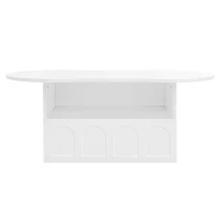 Cloud Coffee Table with Drawer and Open Storage, Particle Board, Cloud Coffee Table with Functional Design, 39.5" L x 23.5" W x 15" H, White(m-2)