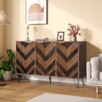 Unique Three-Door Sideboard with Adjustable Shelves, Sturdy and Stable Construction, Easy Assembly, 47" L x 14" W x 29.5" H, Natural(m-1)