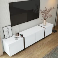 Modern TV Cabinet with High Gloss Finish, Ample Storage with Drawers and Cabinets, Easy Installation, 67" L x 11.5" W x 11.5" H, White(m-7)