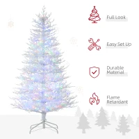 HOMCOM 6' Artificial Snow Christmas Tree with Rime Withered Branches, Warm White or Colourful LED Lights, Auto Open(m-5)