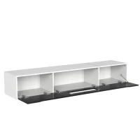 High-Gloss TV Stand with Colour-Changing LED Lighting and Versatile Mounting Options, Easy to Install, 71" L x 12" W x 12" H, Black+White(m-13)