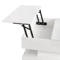 High-Gloss Coffee Table with Glass Top and LED Light, Storage Drawer and Adjustable Height, Easy to Install, 26" L x 21.5" W x 21.5" H, White(m-9)