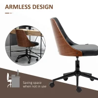 HOMCOM Office Chair, PU Leather Desk Chair with 360 Degree Swivel Wheels, Adjustable Height, Tilt Function, Black(m-5)