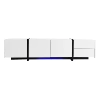 Modern TV Cabinet with High Gloss Finish, Ample Storage with Drawers and Cabinets, Easy Installation, 67" L x 11.5" W x 11.5" H, White(m-2)