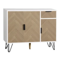 Modern Storage Cabinet with Drawer and Adjustable Shelves, Sideboard with Soft-Close Hinges, 35.5" L x 11.5" W x 28.5" H, White+Wood(m-11)