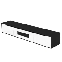 High-Gloss TV Stand with Customizable LED Lighting and Versatile Mounting Options, Modern Design, 71" L x 12" W x 12" H, Black+White(m-10)
