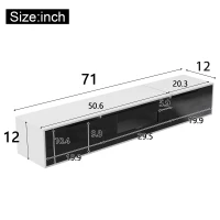 High-Gloss TV Stand with Colour-Changing LED Lighting and Versatile Mounting Options, Easy to Install, 71" L x 12" W x 12" H, Black+White(m-3)