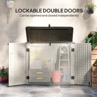 Outsunny 185 Gallon Outdoor Storage Cabinet with Openable Top and Lockable Doors for Lawnmower, Trash Can, Patio Accessories(m-5)