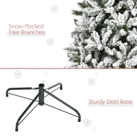 HOMCOM 7.5ft Flocked Christmas Tree, Pine Artificial Christmas Tree with 1300 Branches Tips, Steel Base, Automatic Open, Green(m-7)