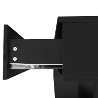 High-Gloss Black Coffee Table with Glass and LED Effect, Spacious Surface and Practical Storage, Easy to Install, 41.5" L x 21.5" W x 12.5" H, Black(m-9)