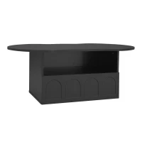 Cloud Coffee Table with Drawer and Open Storage, Particle Board and Modern Design, Easy to Install, 39.5" L x 23.5" W x 15" H, Black(m-14)