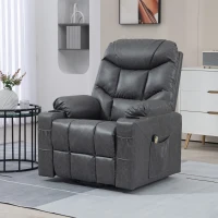 HOMCOM Lift Chair for Elderly, PU Leather Electric Recliner Chair with Quick Assembly, Remote, Cup Holders, Side Pockets, Grey(m-10)