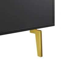 High-Gloss Coffee Table with LED Lighting and Glass Top, Adjustable Heigh, Storage Compartments, Easy to Install, 43.5" L x 21.5" W x 15.5" H, Black(m-11)