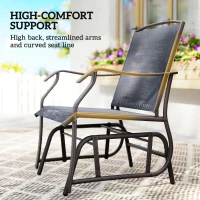Outsunny 3 Piece Outdoor Glider Chair with Coffee Table Bistro Set, 2 Patio Rocking Swing Chairs with Breathable Sling Fabric, Glass Tabletop, for Backyard, Garden and Porch, Gray(m-7)