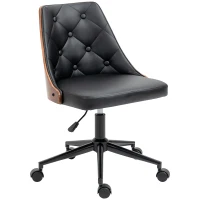 HOMCOM Office Chair, PU Leather Desk Chair with 360 Degree Swivel Wheels, Adjustable Height, Tilt Function, Black(m-2)