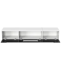 High-Gloss TV Stand with Colour-Changing LED Lighting and Versatile Mounting Options, Easy to Install, 71" L x 12" W x 12" H, Black+White(m-12)