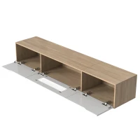 High-Gloss TV Stand with LED Lighting, Modern Design and Versatile Mounting Options, Easy to Install, 71" L x 12" W x 12" H, White+Wood(m-12)