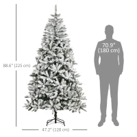 HOMCOM 7.5ft Flocked Christmas Tree, Pine Artificial Christmas Tree with 1300 Branches Tips, Steel Base, Automatic Open, Green(m-3)